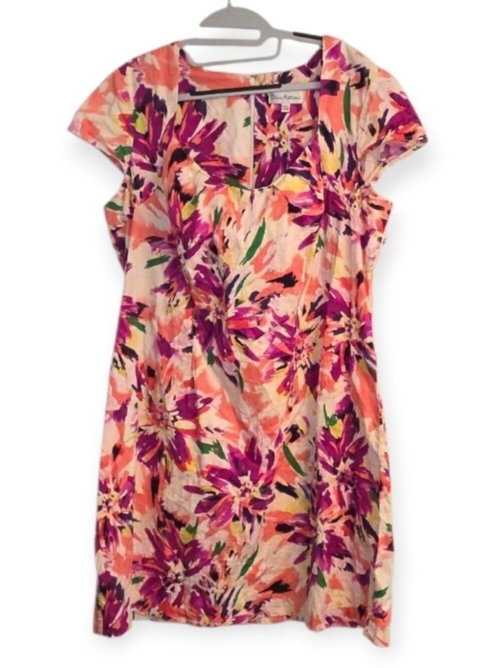 Olivia Matthews Cotton Floral Dress Plus Size 20W Summery Bold Gardencore